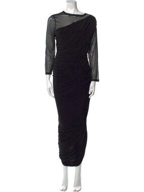 Norma Kamali Black Sheer Sleeve Dress (maternity friendly) slight hole see pic